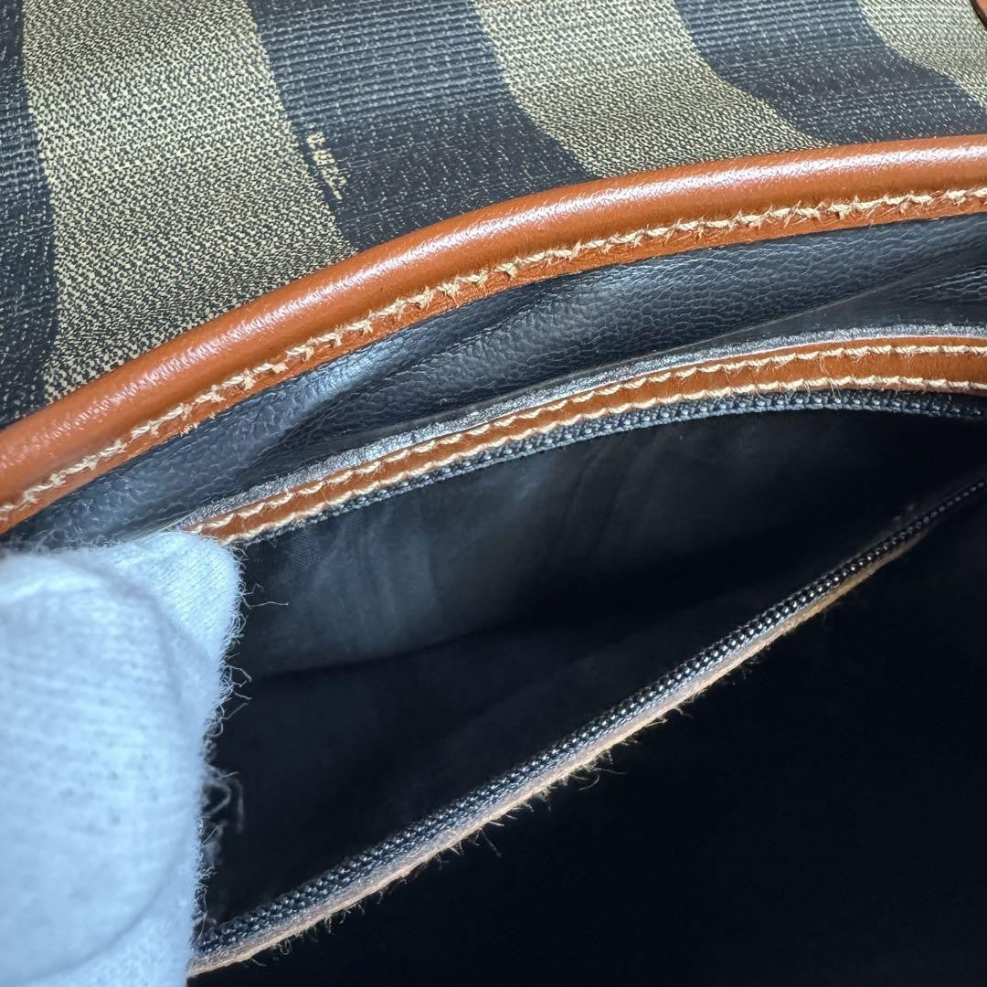 FENDI Hand Bag Tote Purse Pecan PVC Leather Brown Khaki Black Authentic