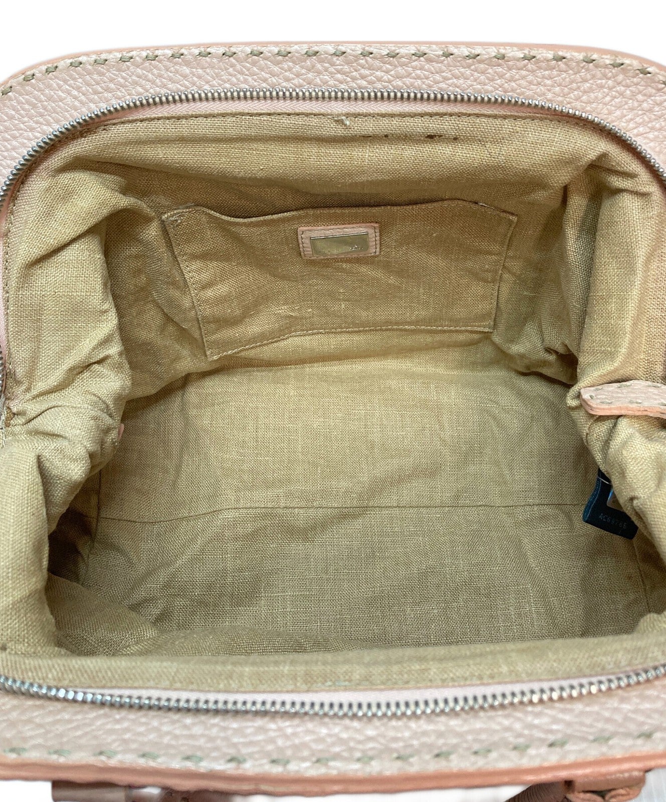 FENDI Hand Bag Tote Purse FF Zucca Beige Pink Authentic