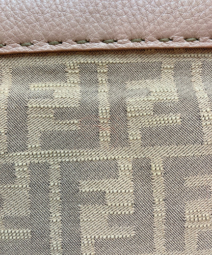 FENDI Hand Bag Tote Purse FF Zucca Beige Pink Authentic