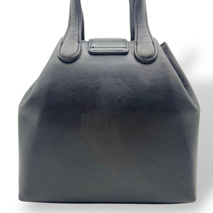 GIVENCHY Hand Bag Tote Purse Turn Lock Leather Black Authentic