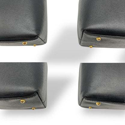 GIVENCHY Hand Bag Tote Purse Turn Lock Leather Black Authentic