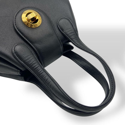 GIVENCHY Hand Bag Tote Purse Turn Lock Leather Black Authentic