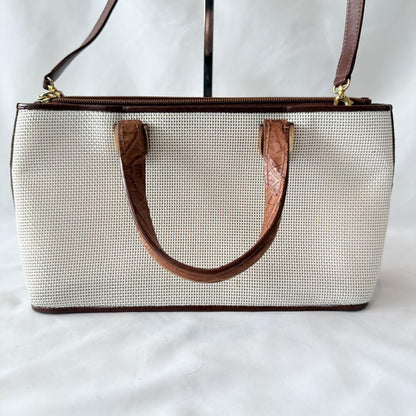 LOEWE Hand Bag Tote Purse 2way Anagram Beige Authentic