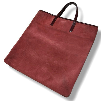 LOEWE Hand Bag Tote Purse Anagram Suede Red Authentic