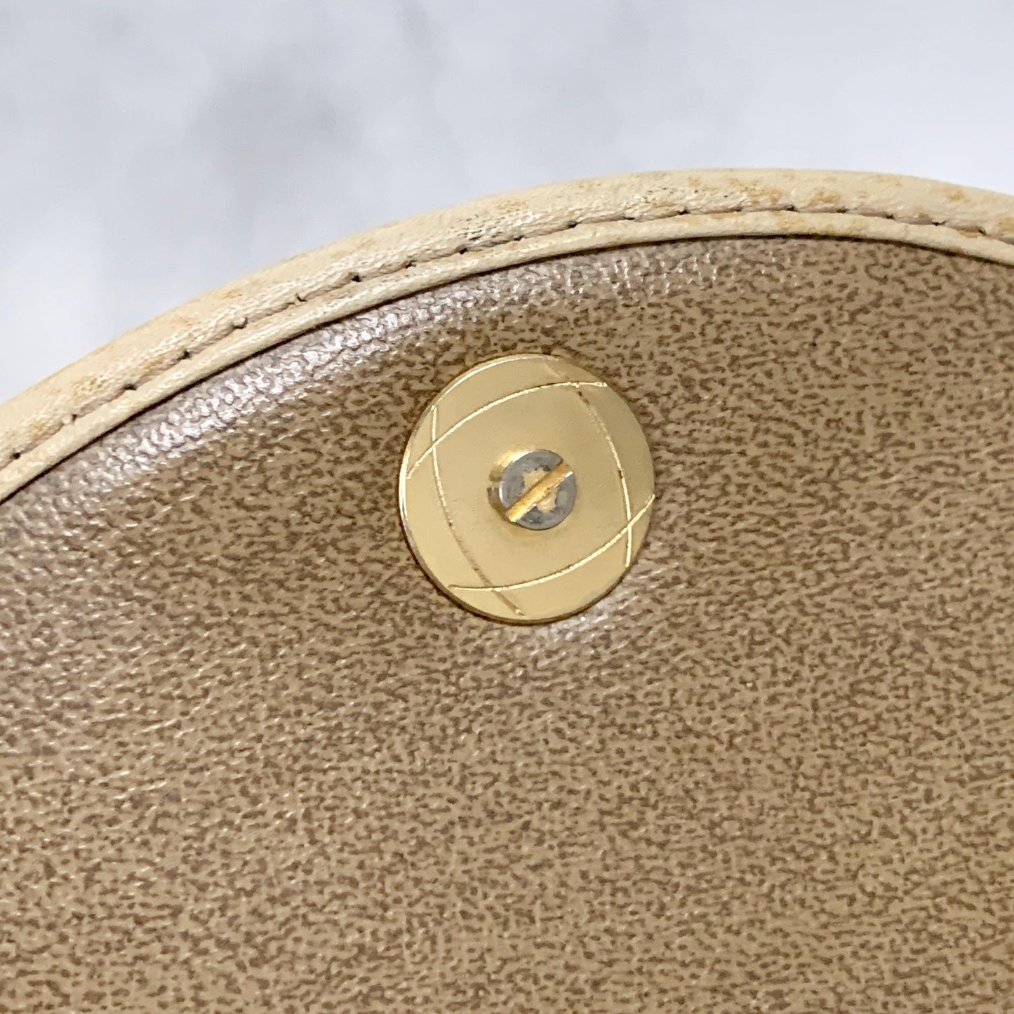 Christian Dior Bag CD Shoulder Purse Leather Beige Silver Gold Used Authentic