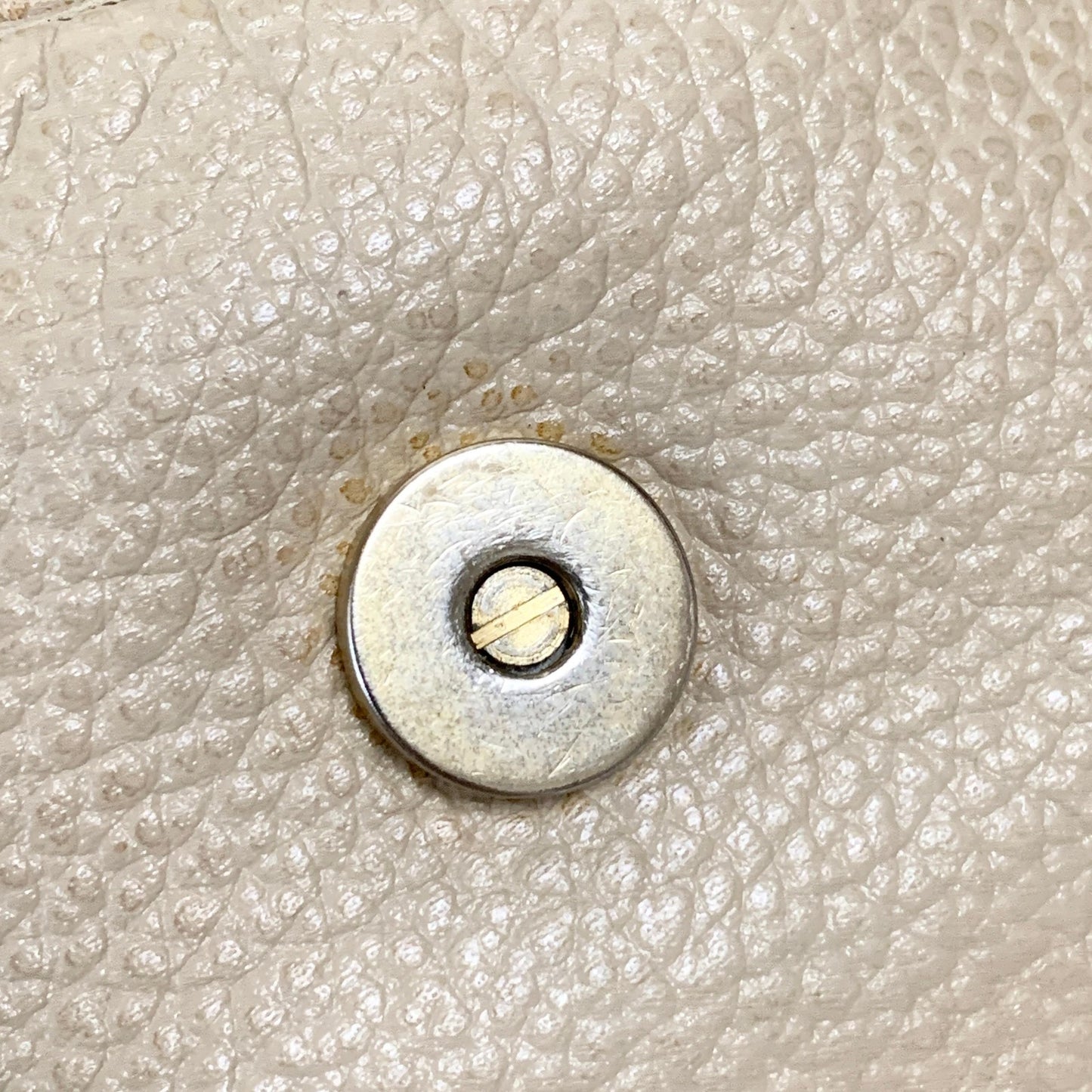 Christian Dior Bag CD Shoulder Purse Leather Beige Silver Gold Used Authentic