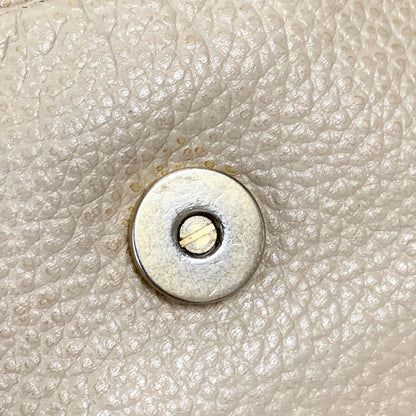 Christian Dior Bag CD Shoulder Purse Leather Beige Silver Gold Used Authentic