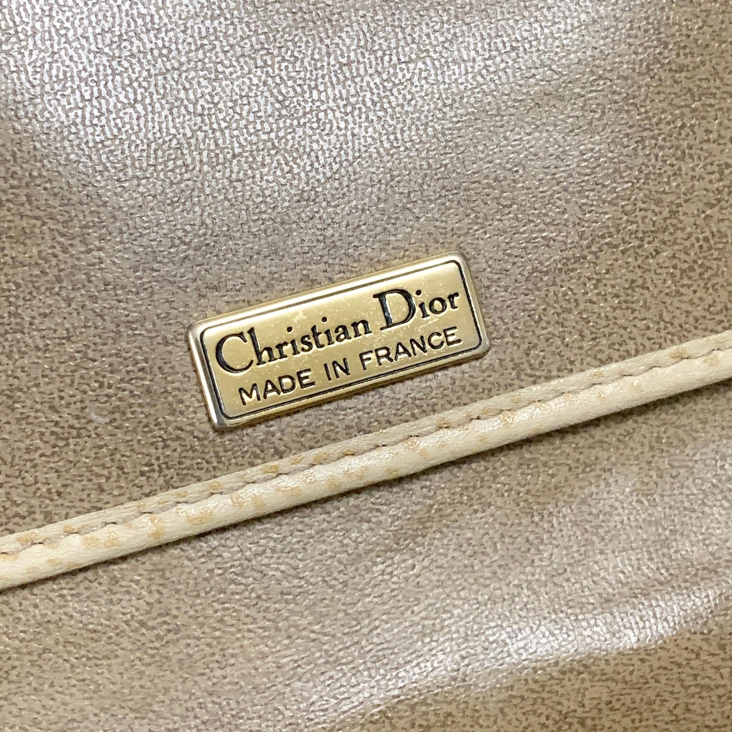 Christian Dior Bag CD Shoulder Purse Leather Beige Silver Gold Used Authentic