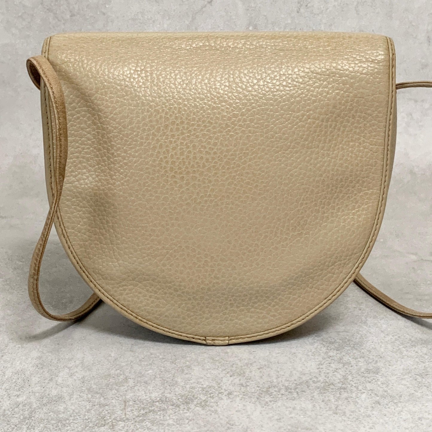 Christian Dior Bag CD Shoulder Purse Leather Beige Silver Gold Used Authentic