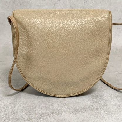 Christian Dior Bag CD Shoulder Purse Leather Beige Silver Gold Used Authentic