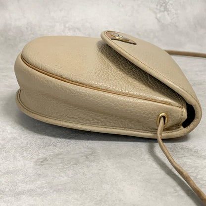Christian Dior Bag CD Shoulder Purse Leather Beige Silver Gold Used Authentic