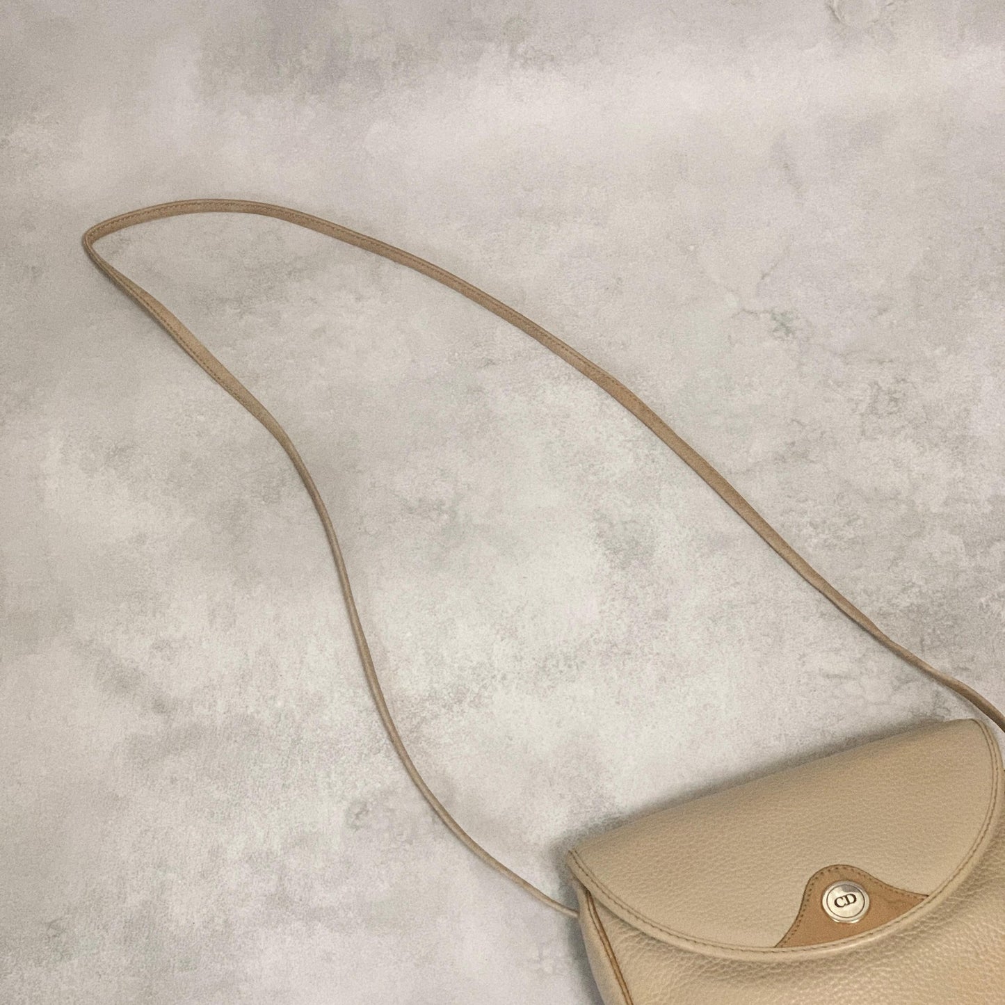 Christian Dior Bag CD Shoulder Purse Leather Beige Silver Gold Used Authentic