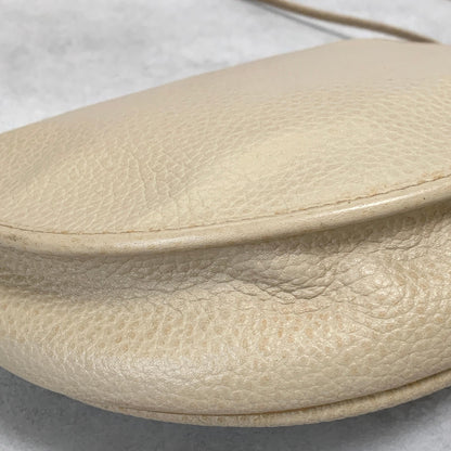Christian Dior Bag CD Shoulder Purse Leather Beige Silver Gold Used Authentic
