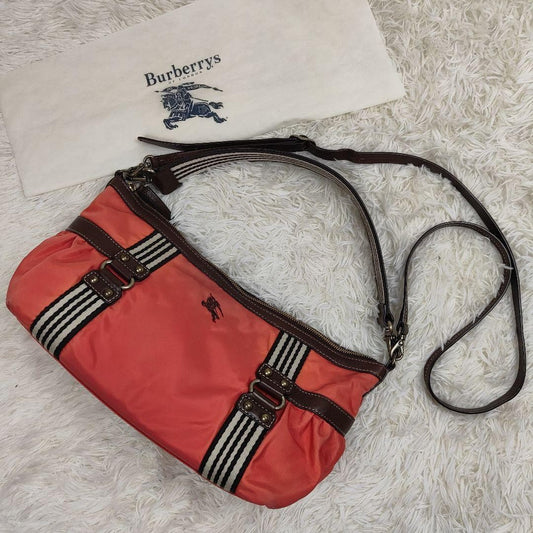 BURBERRY BLUE LABEL Shoulder Bag Purse 2way Nylon Leather Authentic