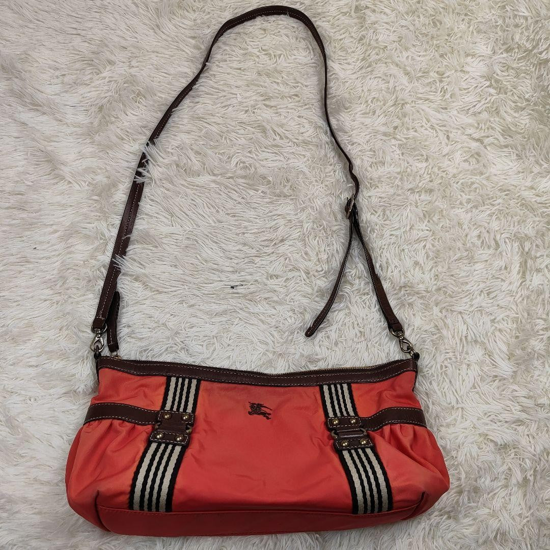BURBERRY BLUE LABEL Shoulder Bag Purse 2way Nylon Leather Authentic