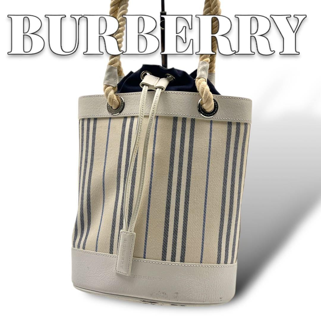 BURBERRY Hand Bag Tote Purse Stripe Authentic