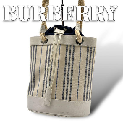 BURBERRY Hand Bag Tote Purse Stripe Authentic