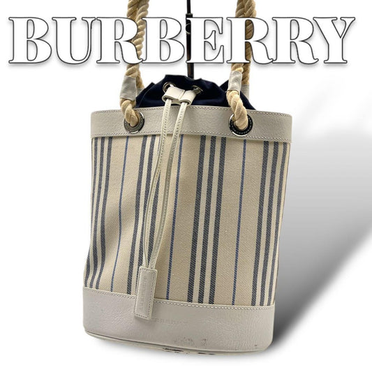 BURBERRY Hand Bag Tote Purse Stripe Authentic