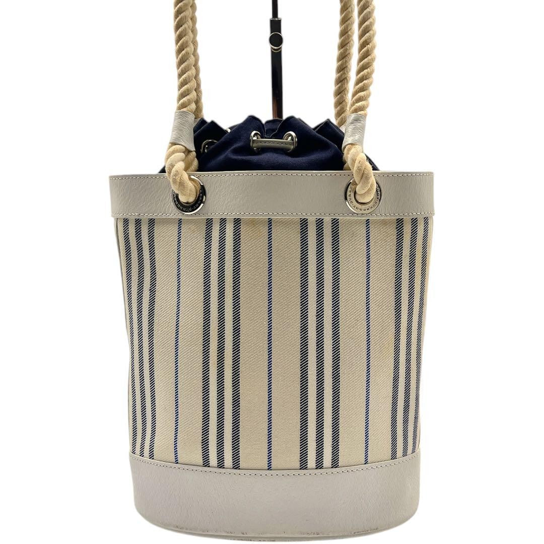BURBERRY Hand Bag Tote Purse Stripe Authentic