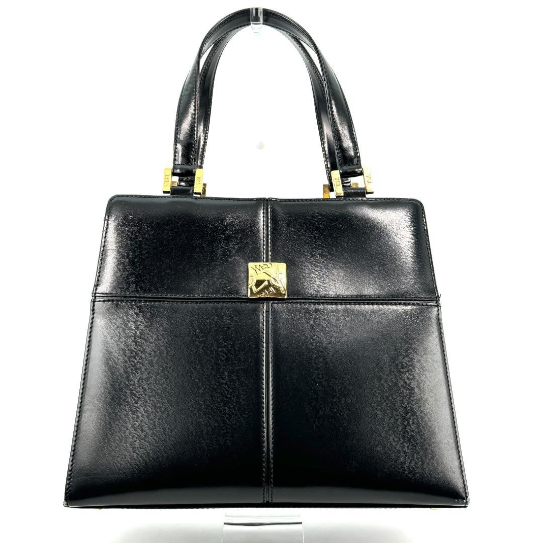 Saint Laurent Hand Bag Tote Purse YSL Leather Black Authentic