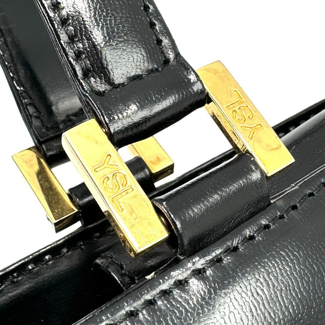 Saint Laurent Hand Bag Tote Purse YSL Leather Black Authentic