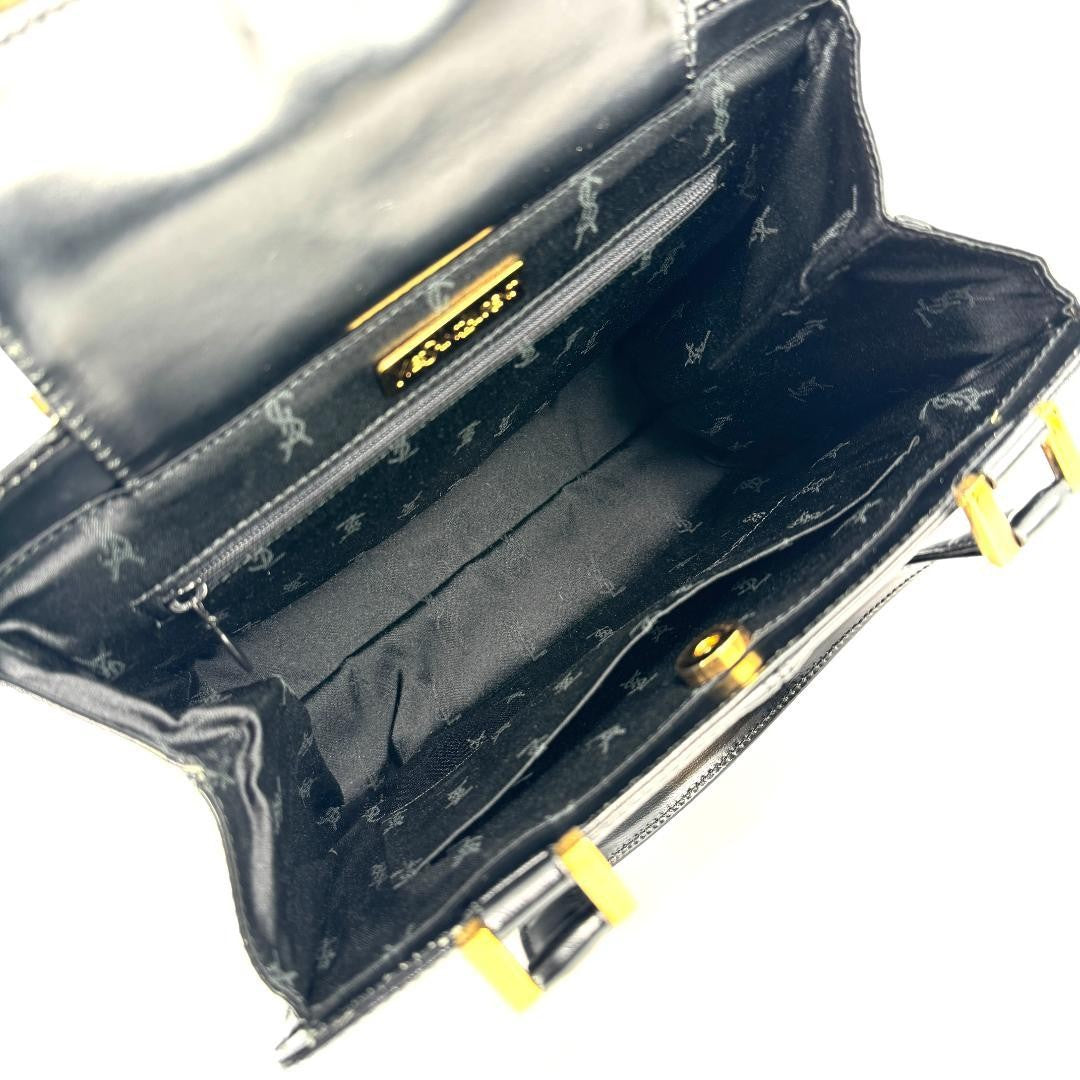 Saint Laurent Hand Bag Tote Purse YSL Leather Black Authentic