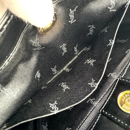 Saint Laurent Hand Bag Tote Purse YSL Leather Black Authentic