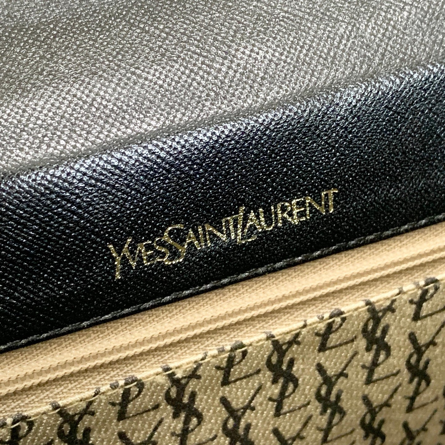 Saint Laurent Bag YSL Shoulder Purse  		Leather Black Gold Vintage Authentic