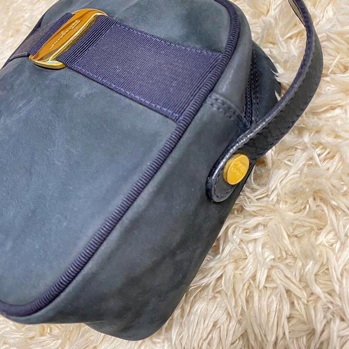 Salvatore Ferragamo shoulder bag Purse VARA RIBBON Dark Navy Nubuck Leather