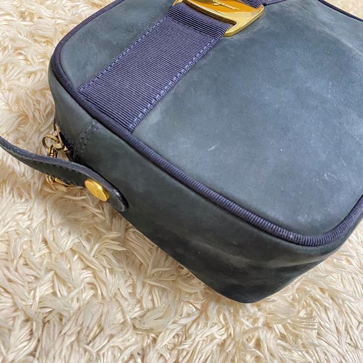 Salvatore Ferragamo shoulder bag Purse VARA RIBBON Dark Navy Nubuck Leather