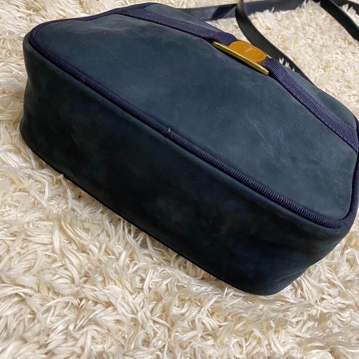 Salvatore Ferragamo shoulder bag Purse VARA RIBBON Dark Navy Nubuck Leather