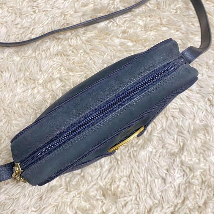 Salvatore Ferragamo shoulder bag Purse VARA RIBBON Dark Navy Nubuck Leather