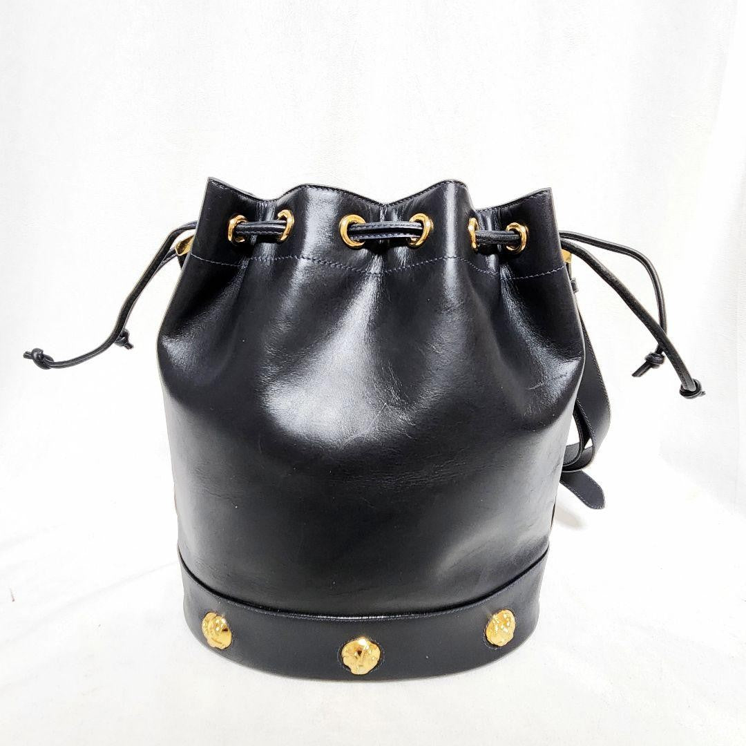 Salvatore Ferragamo shoulder bag Purse Navy Authentic Leather Drawstring type