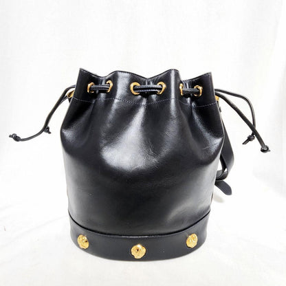 Salvatore Ferragamo shoulder bag Purse Navy Authentic Leather Drawstring type
