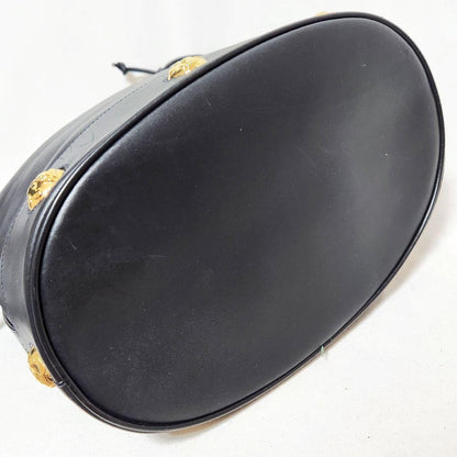 Salvatore Ferragamo shoulder bag Purse Navy Authentic Leather Drawstring type