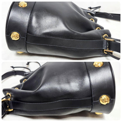 Salvatore Ferragamo shoulder bag Purse Navy Authentic Leather Drawstring type