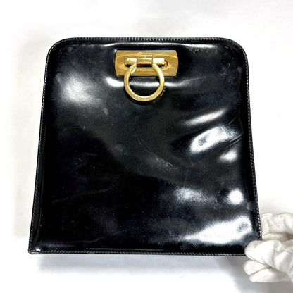Salvatore Ferragamo shoulder bag Purse Gancini Black Authentic Leather Women's