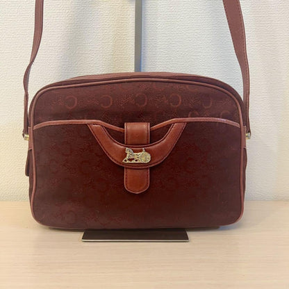 CELINE shoulder bag Purse Horse carriage C Logo Bordeaux Women's Used Authentic