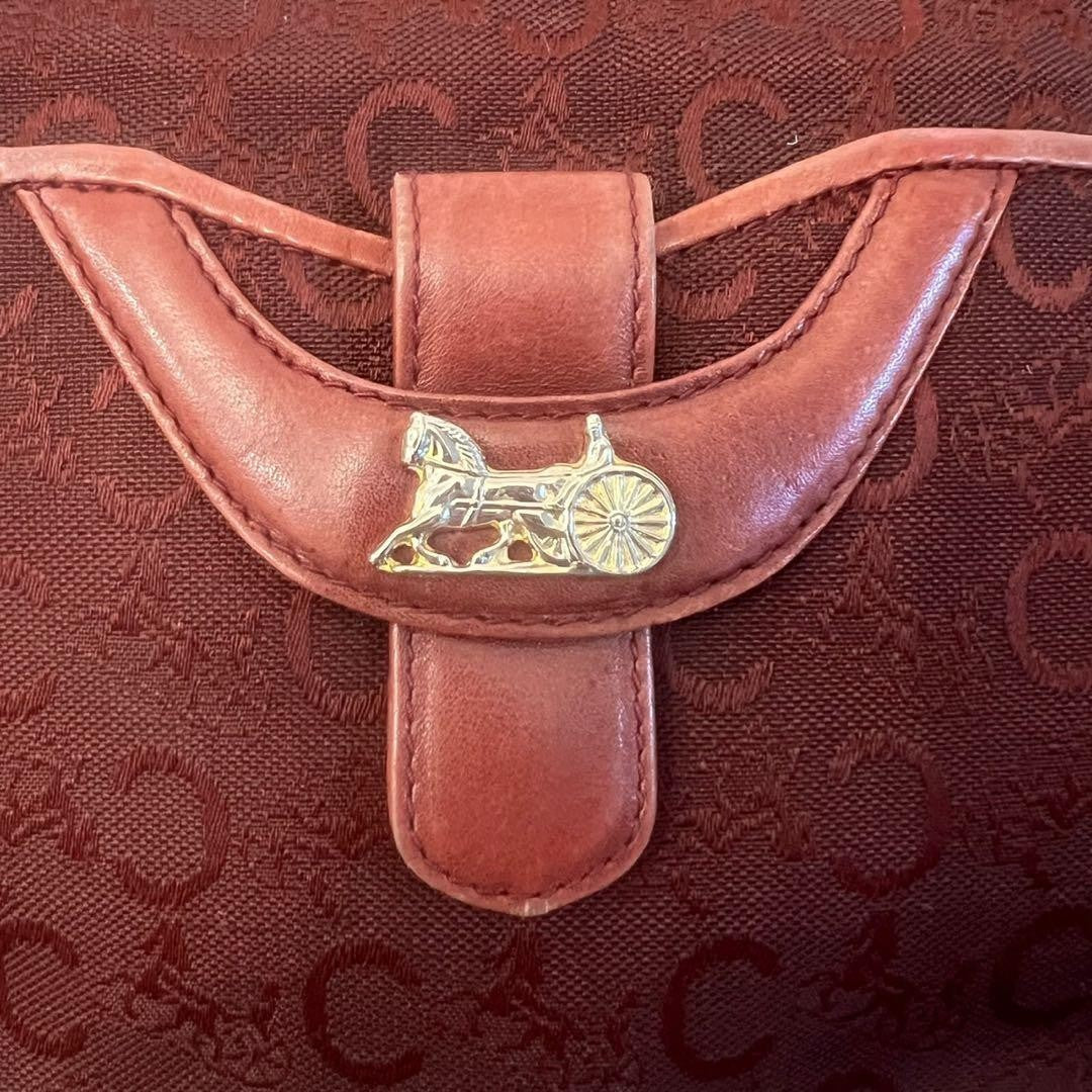 CELINE shoulder bag Purse Horse carriage C Logo Bordeaux Women's Used Authentic