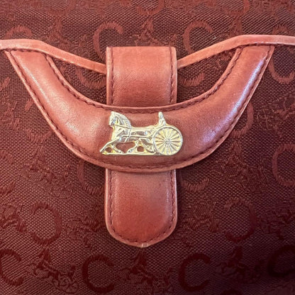 CELINE shoulder bag Purse Horse carriage C Logo Bordeaux Women's Used Authentic