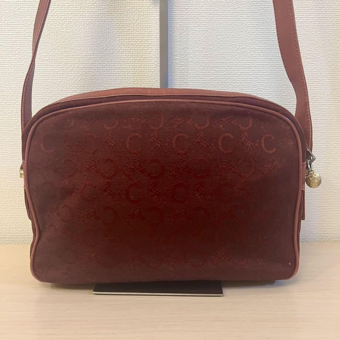 CELINE shoulder bag Purse Horse carriage C Logo Bordeaux Women's Used Authentic