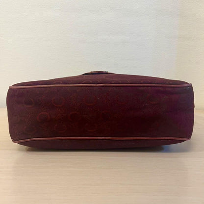 CELINE shoulder bag Purse Horse carriage C Logo Bordeaux Women's Used Authentic