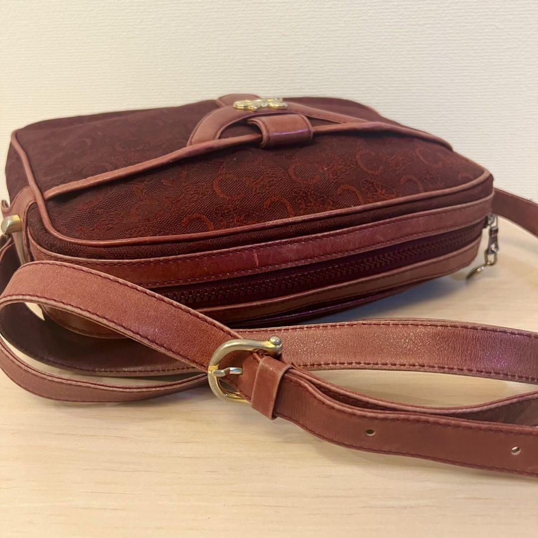 CELINE shoulder bag Purse Horse carriage C Logo Bordeaux Women's Used Authentic