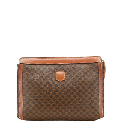 CELINE handbag Purse Macadam Brown clutch bag PVC Leather Women's Used Authentic