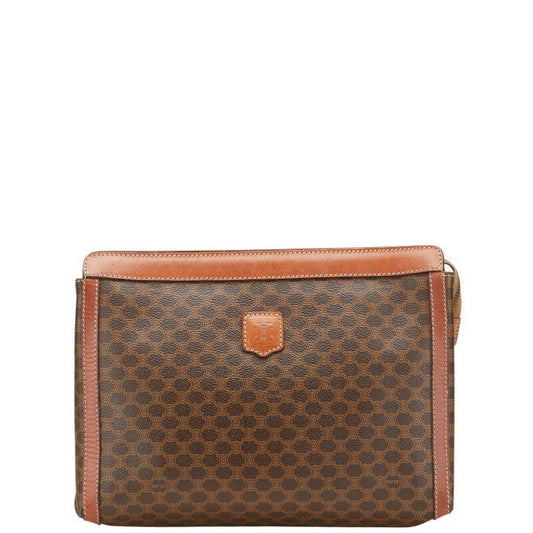 CELINE handbag Purse Macadam Brown clutch bag PVC Leather Women's Used Authentic