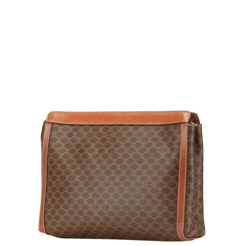 CELINE handbag Purse Macadam Brown clutch bag PVC Leather Women's Used Authentic