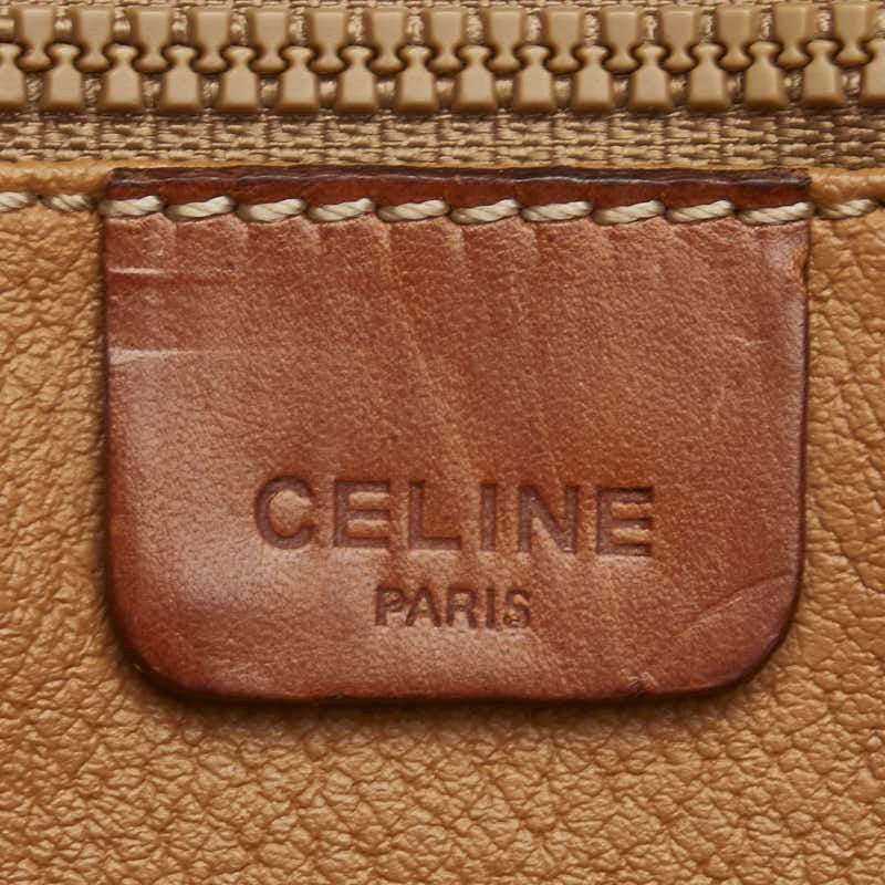 CELINE handbag Purse Macadam Brown clutch bag PVC Leather Women's Used Authentic