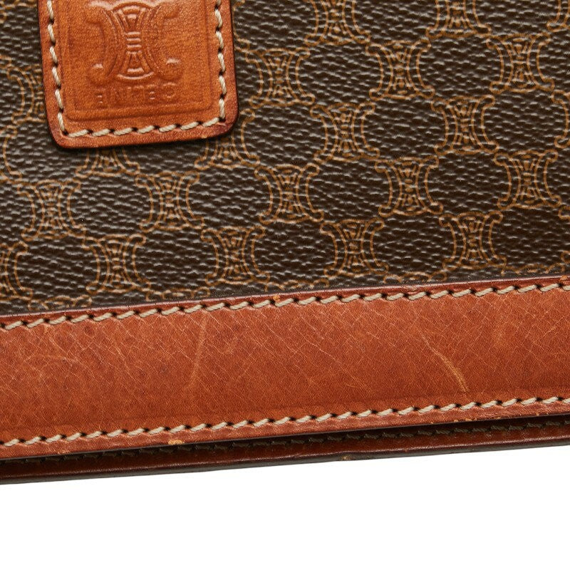 CELINE handbag Purse Macadam Brown clutch bag PVC Leather Women's Used Authentic