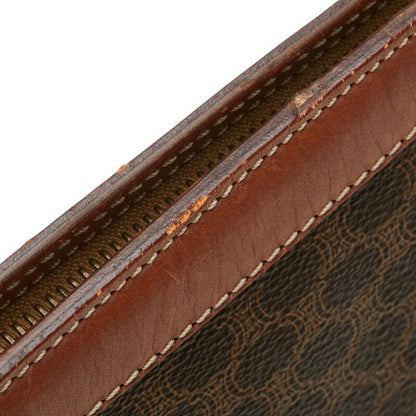 CELINE handbag Purse Macadam Brown clutch bag PVC Leather Women's Used Authentic