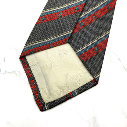 GUCCI Necktie Tie All over Striped pattern Gray Made in Italy 100% Silk Men's